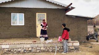 Cementing the Front of Soodabeh’s New Village Home  | Rural Vlog Life 