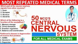 central nervous system mcqs with answers | mcq on central nervous system | nervous system mcqs