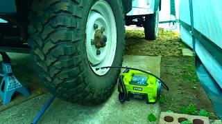 Pumping a 235/85 R16 tire with a Ryobi R18I inflator. How fast?