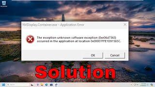 Unknown Software Exception Error Code 0xe06d7363 [Solution]