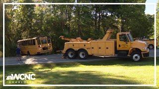 School bus runs off road, crashes into trees in Union County, NC