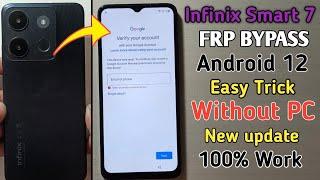 Infinix Smart 7 FRP Bypass Android 12 New Update |  Infinix (X6515) Google Account Bypass Without Pc