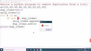 write a python program to remove duplicates from a list