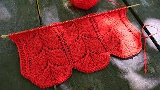  Openwork pattern "Double leaves" knitting