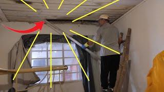 Ceiling destruction and removal