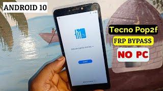 Tecno Pop2f (B1g) Frp Bypass android 10/Google Account Remove || Without Pc