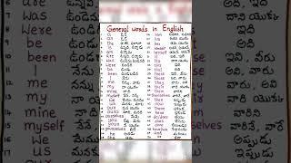 GENERAL ENGLISH WORDS 1-100 WITH MEANING IN TELUGU... (1/2)