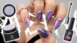 DIY Metal Drip & Cat Eye Gel Nail Extension Tutorial