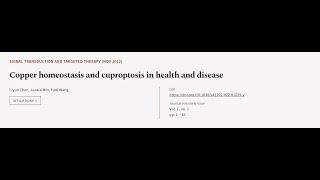 Copper homeostasis and cuproptosis in health and disease | RTCL.TV