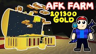 AFK FARM 201,300 gold and 3,600 blocks of gold in 24 hours. How to make afk farm in Build a boat.