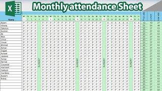 How to Create Monthly Class Attendance Sheet in Excel | Monthly Attendance Sheet in Excel