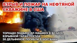 Взрывное столкновение поезда и грузовика. Пожар наводнение в США. Торнадо Китай 50 дельфинов погибли