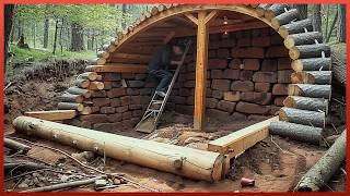 Man Digs a Hole in the Forest and Turns it Into an Amazing CABIN | Start to Finish @forestpaths