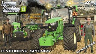 PLOWING WHEAT FIELDS WITH JOHN DEERE 6145R | Animals on RIVERBEND | Farming Simulator 25 | Episode 3