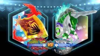 Beyblade burst app~Xander vs Unknown blader (Xcalius X2 vs Unicrest U2)