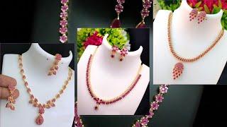 Ruby Malabar Gold Necklace Designs/latest gold plated malabar ruby necklace design #goldnecklace