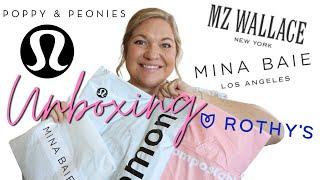 Bag Unboxing!  Lululemon | Mina Baie | Poppy and Peonies | MZ Wallace | Rothy's