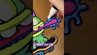 Custom STiCKY Deck Painting Using Posca Pens #shorts
