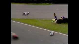 Brian Morrison and James Whitam crash at Mallory Park