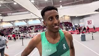 Yared Nuguse after 3:47 mile at 2025 Last Chance Meet at BU