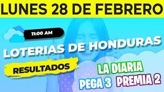 Sorteo 11AM Loto Honduras, La Diaria, Pega 3, Premia 2, Lunes 28 de Febrero del 2022 | Ganador 