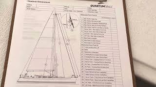 Quantum’s Joe Cooper measuring our new headsail