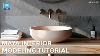 Bathroom Interior 3D Modeling Tutorial | Autodesk Maya Step-by-Step Guide #mayatutorials