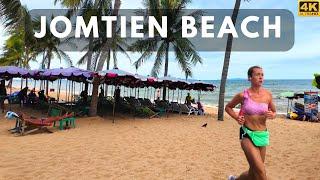 [4K] Walk along Jomtien Beach, Pattaya, Thailand 2024