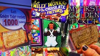 WILLY WONKA Coin Pusher @ Dave & Busters - My FIRST Golden Ticket! I turn in a full set for 2500 TIX