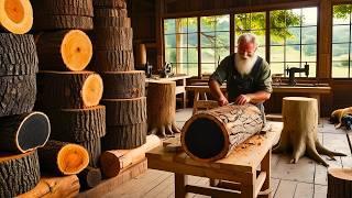 Woodworking Art's Big Wave: Watch 70-Year-Old Carpenter Create a Perfectly Curved 3D Table