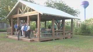 Rotarians unveil outdoor learning center at Destin Middle School