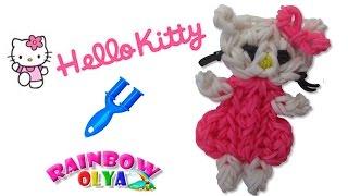 ХЕЛЛО КИТТИ из резинок на рогатке. Фигурка из резинок | Hello Kitti Rainbow Loom Charm