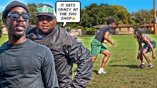 CRAZY 1V1 FOOTBALL WORKOUT IN THE HOOD  || MIC’D UP WITH TOMMY SHULER || *MUST WATCH* 