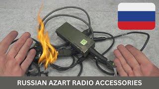 Russian Azart R-187-P1 military radio accessories  (Switcher PTT, Cloning Cable ?, DC Vehicle cable)