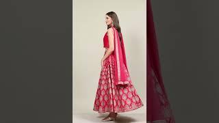 Stunning BIBA Fuschia Art Silk Straight Suit Set – Buy Online Now
