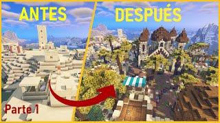 ¡Tardé 35h en TRANSFORMAR esta aldea en Minecraft! / Parte 1 + DESCARGA #aldea #minecraftbuild