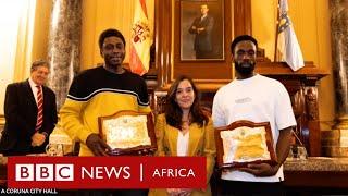 Senegalese migrants honoured for heroism in Spain  - BBC Africa