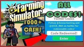 [CRAZY ] Farming Simulator | ALL CODES 1000+ CASH! | Roblox