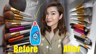 DIY TIPID AT EFFECTIVE PANGLINIS | HOW TO CLEAN MAKE UP BRUSH USING DISHWASHING SOAP |