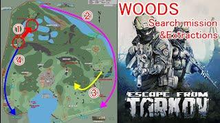 【EscapeFromTarkov】WOODS GUIDES (Search mission/ZB-104/ZB-106)【Mini Map】エスケープフロムタルコフ　ミニマップ付きWOODS紹介