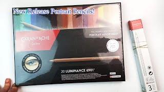 New Release Caran D'Ache Luminance Pencils! Portrait 20 Set + 4 Extras Unboxing, Swatching & Drawing