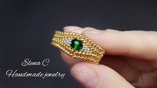 Beautiful Beaded Jewelry Tutorial Beads Ring Making Красивое Кольцо из бисера и бусин своими руками