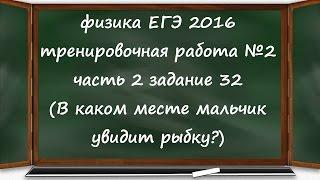 физика ЕГЭ 2016 тренировочная работа 2 часть 2 разбор задания 32 (геометрическая оптика)