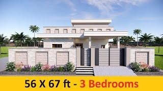 Single story house design - 3 Bedrooms | Modern house design | Village House design