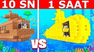 10 SANİYEDE YAPILAN DENİZ ALTI VS 1 SAATTE YAPILAN DENİZ ALTI YAPI KAPIŞMASI!  | Minecraft