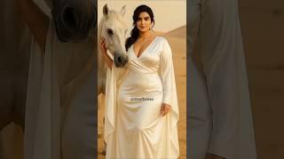 Desert Bond: Dubai Princess Kisses Her Majestic White Horse  #shorts #dubaiprincess #sheikhamahra