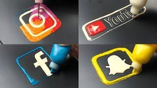 Social Media Logos Pancake Art - Instagram, YouTube, Facebook, Snapchat