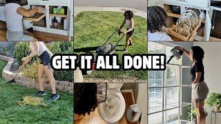 GETTING IT ALL DONE  YARD MAINTENANCE | RUG SHAMPOO | ORGANIZE CABINETS | DECLUTTER + MORE!