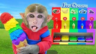 BiBi Monkey try to get Yummy Fruit Ice Cream amd go shopping kinder joy eggs | COA Animal