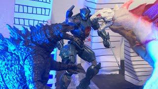Godzilla , Gipsy Avenger And Titan Vs Mega Godzilla [2/2] Final Battle stop motion